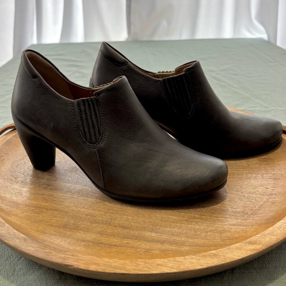 Ecco Leather Steel Gray Women's Ankle Booties 7.5 38